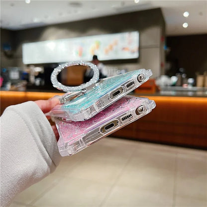 For Samsung Galaxy S24 Ultra Case TPU+Acrylic Gradient Phone Cover with Magnetic Ring Kickstand