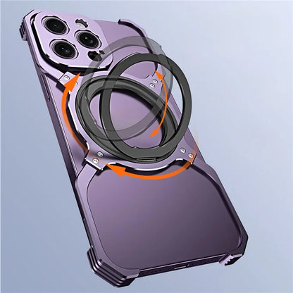 For iPhone 15 Pro Phone Bumper Case Compatible with MagSafe Kickstand Metal Cover