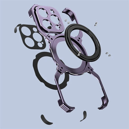 For iPhone 15 Pro Phone Bumper Case Compatible with MagSafe Kickstand Metal Cover
