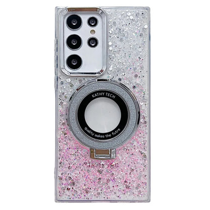 For Samsung Galaxy S22 Ultra 5G Case Acrylic+TPU Phone Cover Magnetic Ring Kickstand  Phone Shell