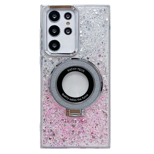 For Samsung Galaxy S22 Ultra 5G Case Acrylic+TPU Phone Cover Magnetic Ring Kickstand  Phone Shell