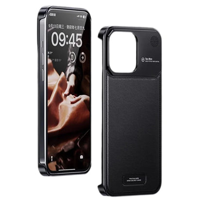 For iPhone 13 Magnetic Phone Case Leather+Aluminium Alloy Cover with Aromatherapy Tablet