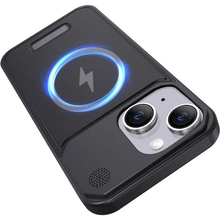 For iPhone 13 Magnetic Phone Case Leather+Aluminium Alloy Cover with Aromatherapy Tablet