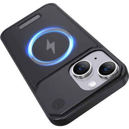 For iPhone 13 Magnetic Phone Case Leather+Aluminium Alloy Cover with Aromatherapy Tablet