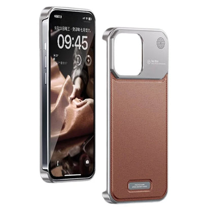 For iPhone 13 Magnetic Phone Case Leather+Aluminium Alloy Cover with Aromatherapy Tablet