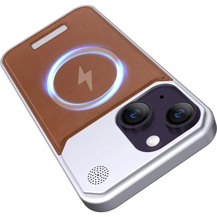 For iPhone 13 Magnetic Phone Case Leather+Aluminium Alloy Cover with Aromatherapy Tablet