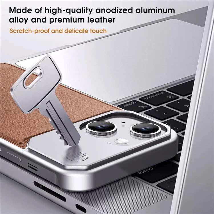 For iPhone 13 Magnetic Phone Case Leather+Aluminium Alloy Cover with Aromatherapy Tablet