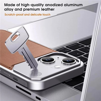 For iPhone 13 Magnetic Phone Case Leather+Aluminium Alloy Cover with Aromatherapy Tablet