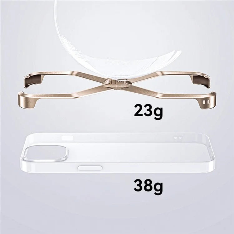 For iPhone 15 Bumper Case No Frame Aluminium Alloy X-Shape Phone Cover