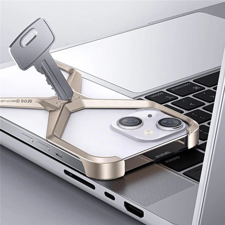 For iPhone 15 Bumper Case No Frame Aluminium Alloy X-Shape Phone Cover