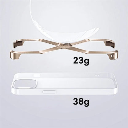 For iPhone 15 Bumper Case No Frame Aluminium Alloy X-Shape Phone Cover