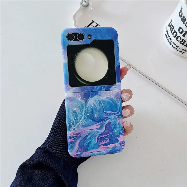 For Samsung Galaxy Z Flip5 5G Case Starry Sky Marble Pattern Water Transfer Printing PC Phone Cover