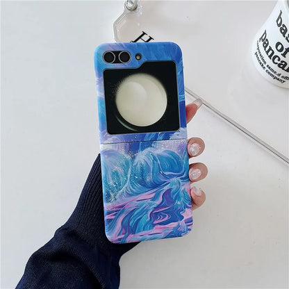 For Samsung Galaxy Z Flip5 5G Case Starry Sky Marble Pattern Water Transfer Printing PC Phone Cover