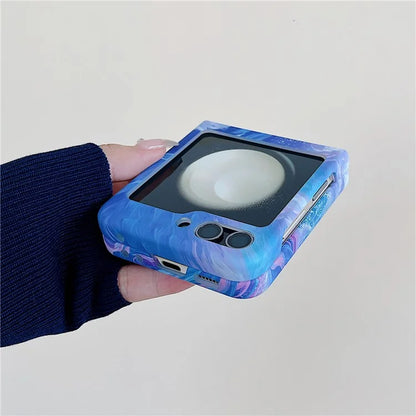 For Samsung Galaxy Z Flip5 5G Case Starry Sky Marble Pattern Water Transfer Printing PC Phone Cover