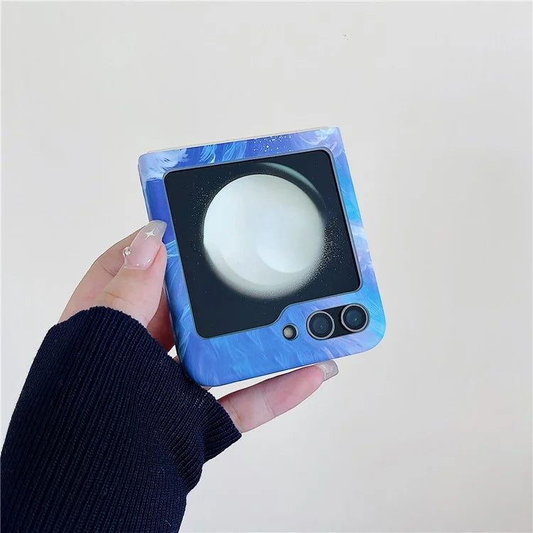 For Samsung Galaxy Z Flip5 5G Case Starry Sky Marble Pattern Water Transfer Printing PC Phone Cover