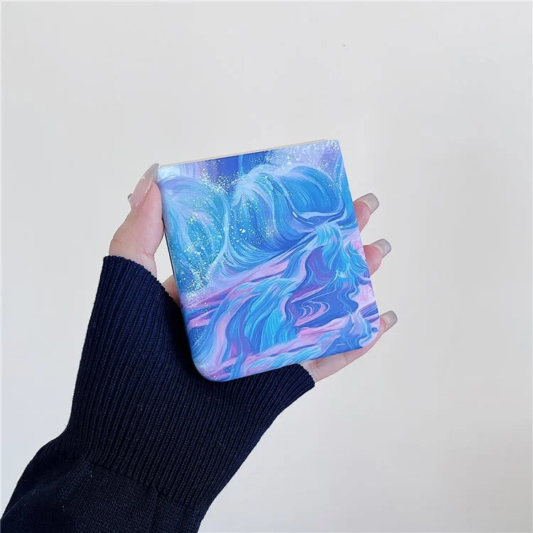 For Samsung Galaxy Z Flip5 5G Case Starry Sky Marble Pattern Water Transfer Printing PC Phone Cover