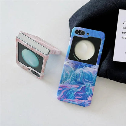 For Samsung Galaxy Z Flip5 5G Case Starry Sky Marble Pattern Water Transfer Printing PC Phone Cover