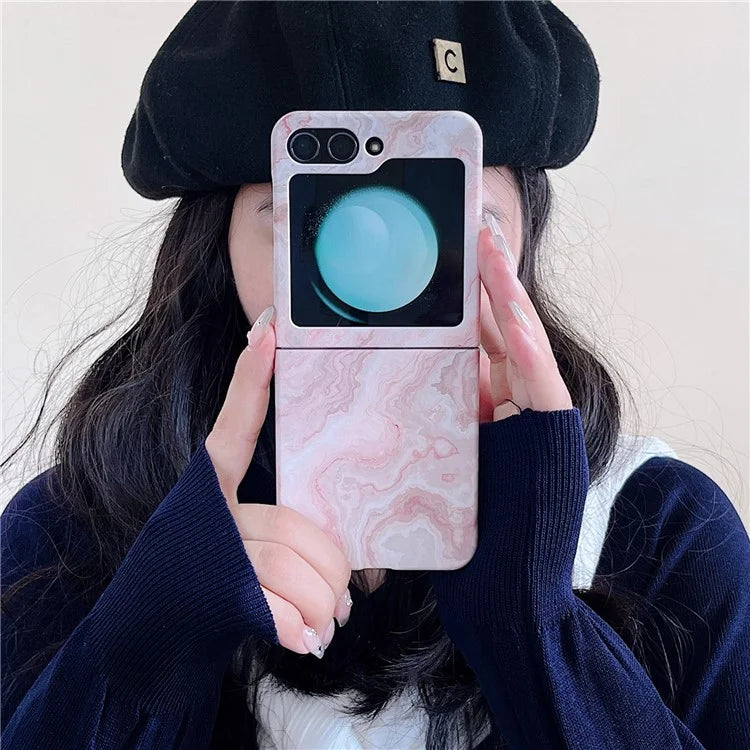 For Samsung Galaxy Z Flip5 5G Case Starry Sky Marble Pattern Water Transfer Printing PC Phone Cover
