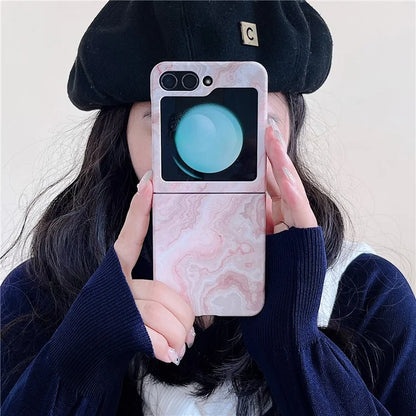 For Samsung Galaxy Z Flip5 5G Case Starry Sky Marble Pattern Water Transfer Printing PC Phone Cover