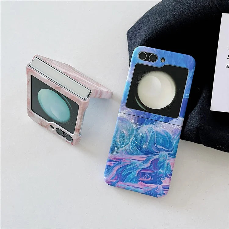For Samsung Galaxy Z Flip5 5G Case Starry Sky Marble Pattern Water Transfer Printing PC Phone Cover