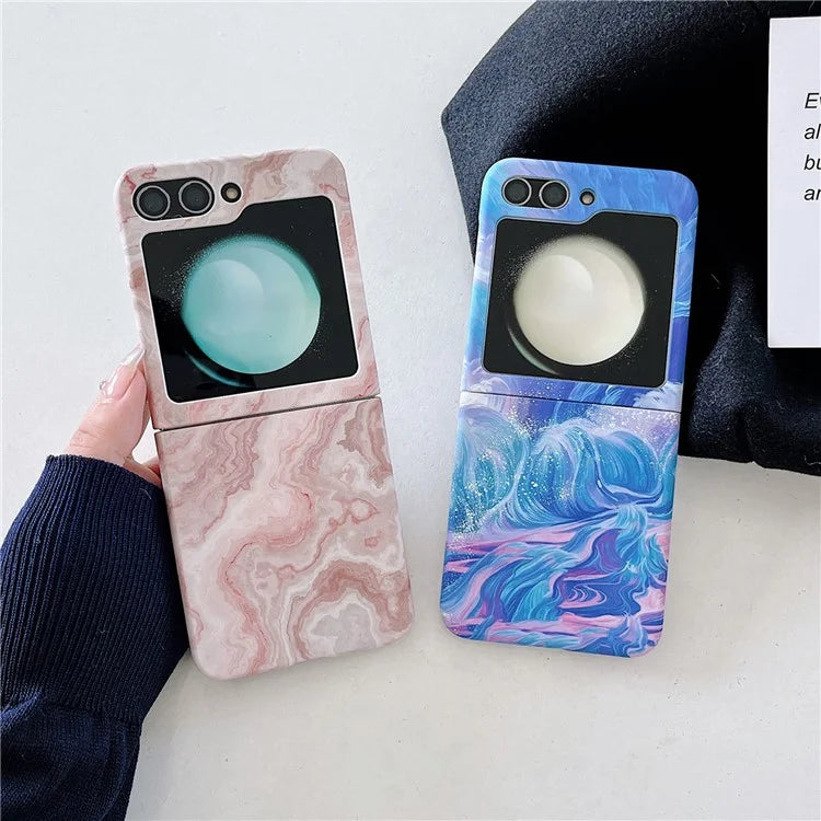 For Samsung Galaxy Z Flip5 5G Case Starry Sky Marble Pattern Water Transfer Printing PC Phone Cover