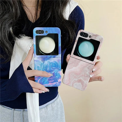 For Samsung Galaxy Z Flip5 5G Case Starry Sky Marble Pattern Water Transfer Printing PC Phone Cover