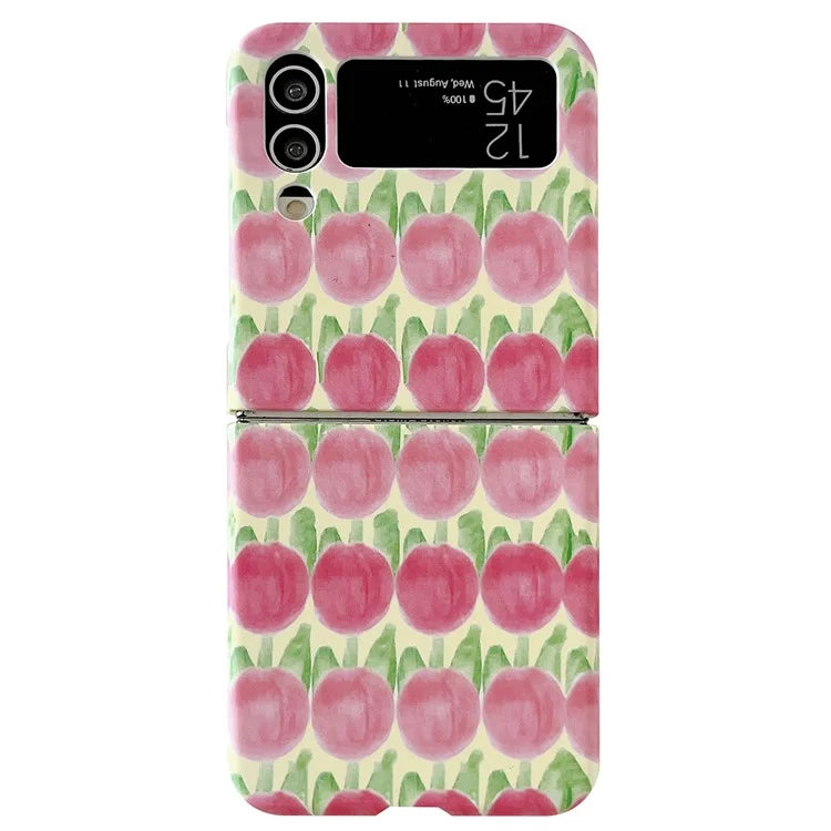 For Samsung Galaxy Z Flip4 5G Peach Pattern Phone Case PC Phone Shell Foldable Phone Cover