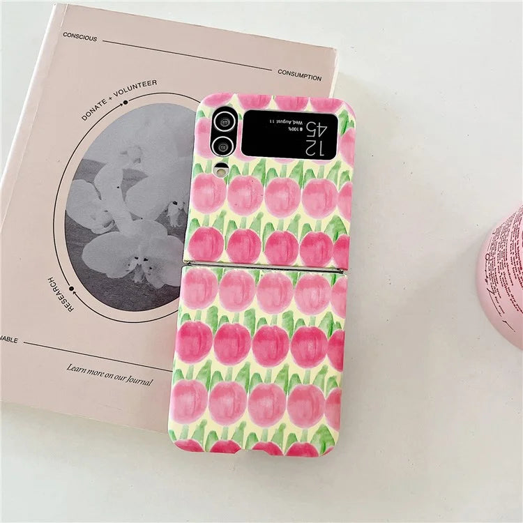 For Samsung Galaxy Z Flip4 5G Peach Pattern Phone Case PC Phone Shell Foldable Phone Cover