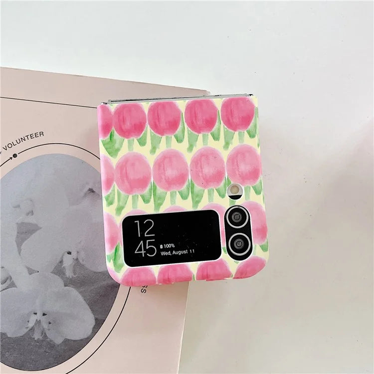 For Samsung Galaxy Z Flip4 5G Peach Pattern Phone Case PC Phone Shell Foldable Phone Cover