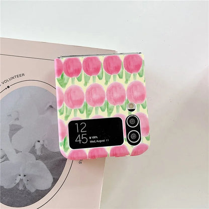 For Samsung Galaxy Z Flip4 5G Peach Pattern Phone Case PC Phone Shell Foldable Phone Cover