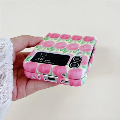 For Samsung Galaxy Z Flip4 5G Peach Pattern Phone Case PC Phone Shell Foldable Phone Cover