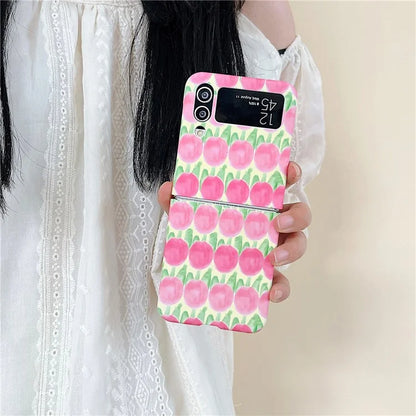 For Samsung Galaxy Z Flip4 5G Peach Pattern Phone Case PC Phone Shell Foldable Phone Cover