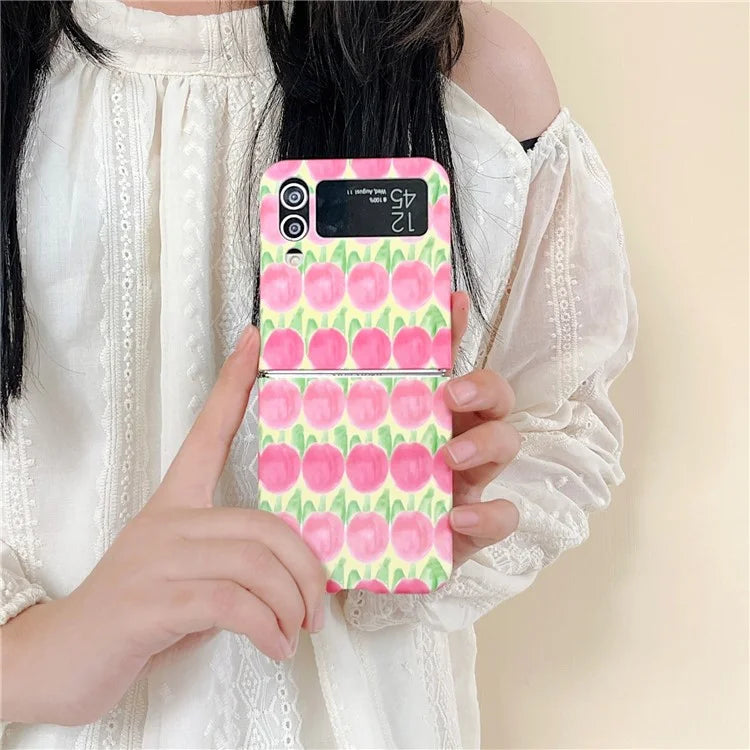 For Samsung Galaxy Z Flip4 5G Peach Pattern Phone Case PC Phone Shell Foldable Phone Cover