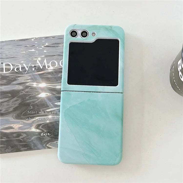 For Samsung Galaxy Z Flip5 5G Hard PC Case Marble Pattern Water Transfer Printing Phone Cover