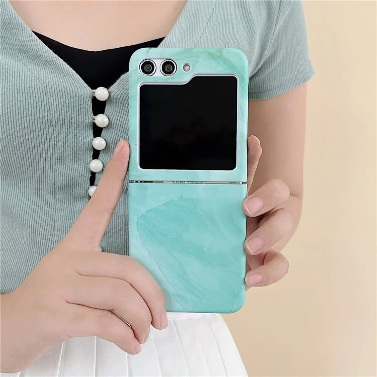 For Samsung Galaxy Z Flip5 5G Hard PC Case Marble Pattern Water Transfer Printing Phone Cover