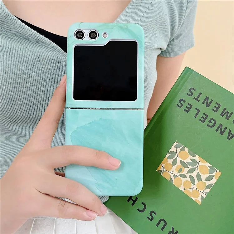 For Samsung Galaxy Z Flip5 5G Hard PC Case Marble Pattern Water Transfer Printing Phone Cover