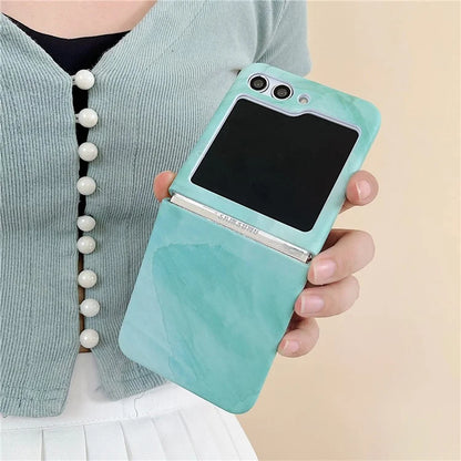 For Samsung Galaxy Z Flip5 5G Hard PC Case Marble Pattern Water Transfer Printing Phone Cover