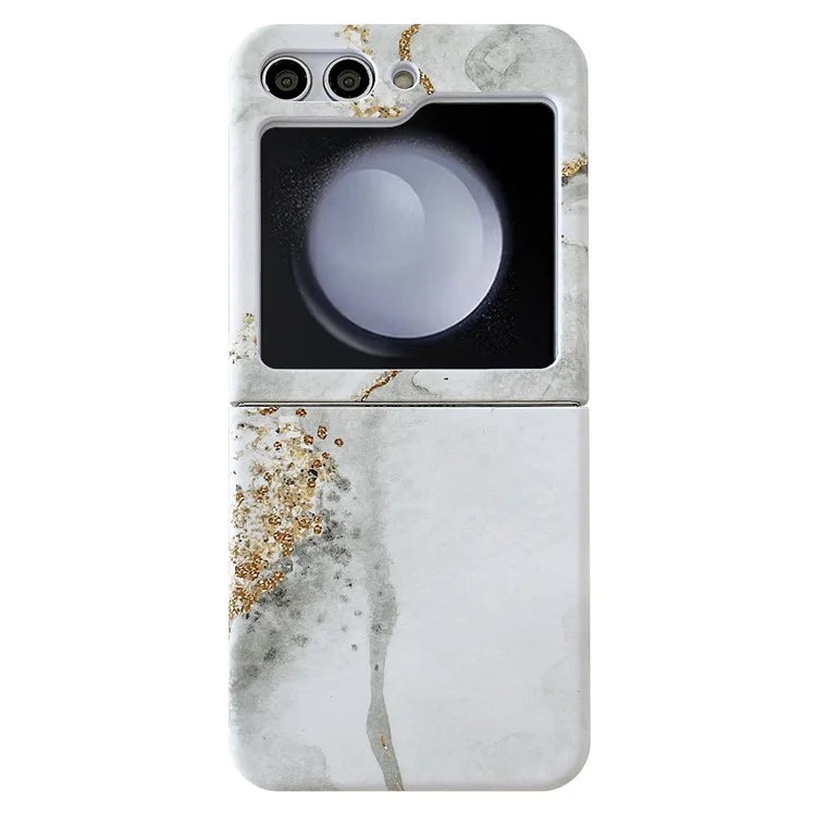 For Samsung Galaxy Z Flip5 5G Hard PC Case Marble Pattern Water Transfer Printing Phone Cover