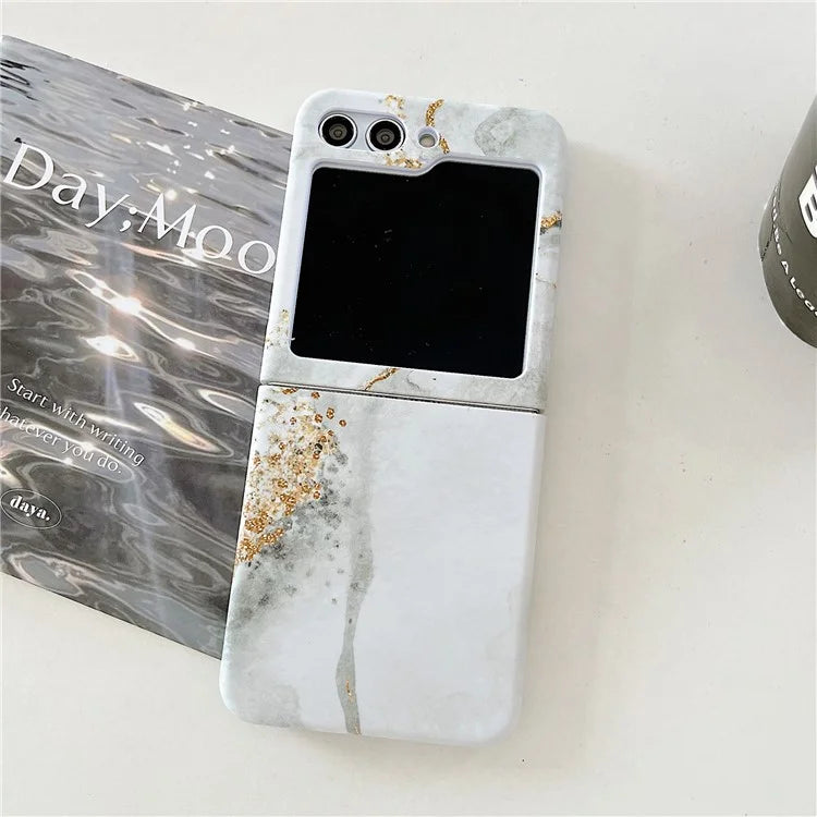 For Samsung Galaxy Z Flip5 5G Hard PC Case Marble Pattern Water Transfer Printing Phone Cover