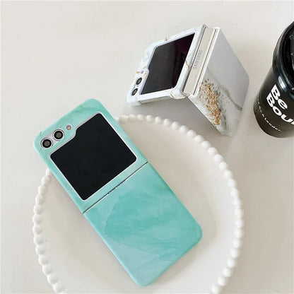 For Samsung Galaxy Z Flip5 5G Hard PC Case Marble Pattern Water Transfer Printing Phone Cover