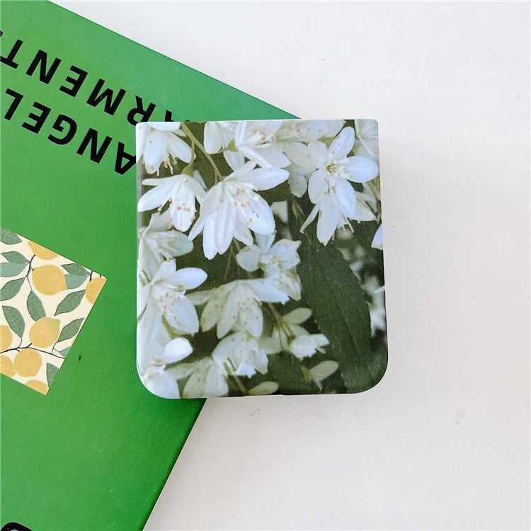 For Samsung Galaxy Z Flip5 5G Case Flowers Pattern Water Transfer Printing PC Cell Phone Back Cover