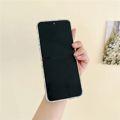 For Samsung Galaxy Z Flip5 5G Oil Painting Flowers Hard PC Case Dop Proof Folding Phone Cover