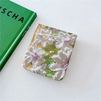 For Samsung Galaxy Z Flip5 5G Oil Painting Flowers Hard PC Case Dop Proof Folding Phone Cover