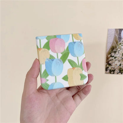 For Samsung Galaxy Z Flip5 5G Case Water Transfer Printing Tulip Pattern PC Phone Cover