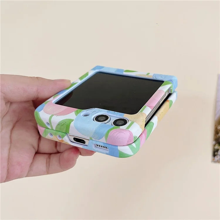 For Samsung Galaxy Z Flip5 5G Case Water Transfer Printing Tulip Pattern PC Phone Cover