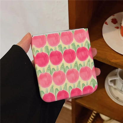For Samsung Galaxy Z Flip5 5G PC Cover Tulip Peach Pattern Water Transfer Printing Protective Phone Case