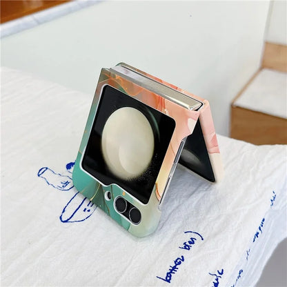 For Samsung Galaxy Z Flip5 5G Cover Watercolor Marble Pattern Water Transfer Printing Protective Phone Shell