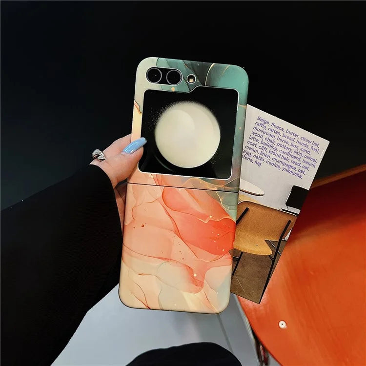For Samsung Galaxy Z Flip5 5G Cover Watercolor Marble Pattern Water Transfer Printing Protective Phone Shell