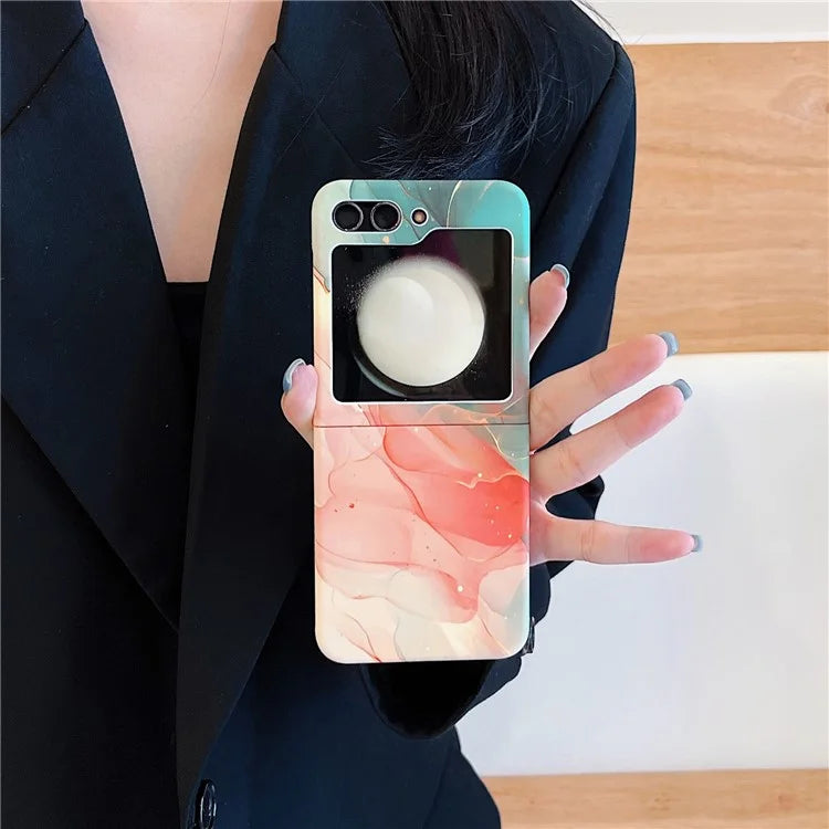For Samsung Galaxy Z Flip5 5G Cover Watercolor Marble Pattern Water Transfer Printing Protective Phone Shell