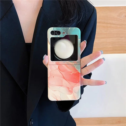 For Samsung Galaxy Z Flip5 5G Cover Watercolor Marble Pattern Water Transfer Printing Protective Phone Shell